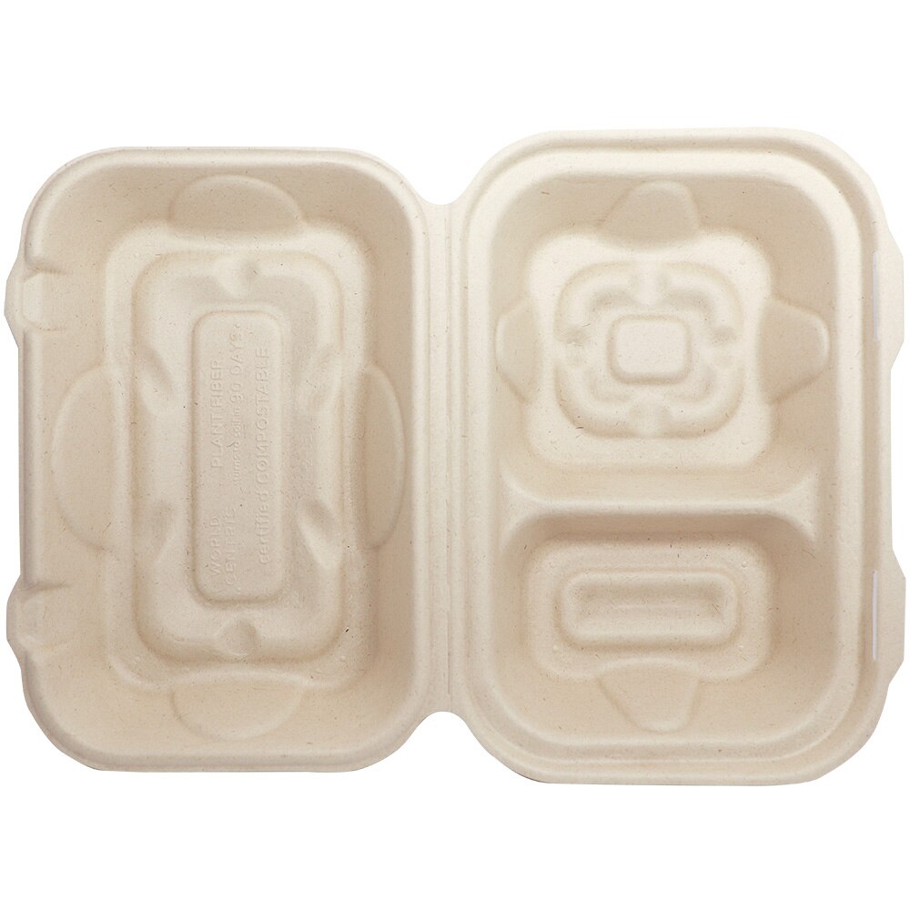 9x6x3” Fiber Hoagie Box, 2-Compt - World Centric